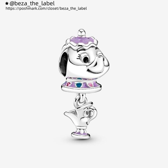 Pandora Disney Beauty and the Beast Mrs. Potts and Chip Dangle Charm - Picture 1 of 2